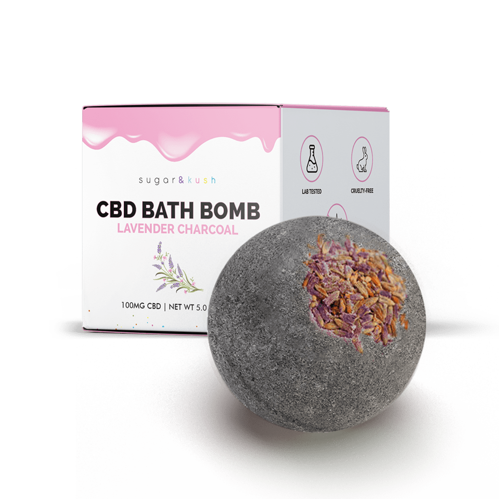 Sugar & Kush CBD Bath Bomb Lavender Charcoal CBD Delivery ATX