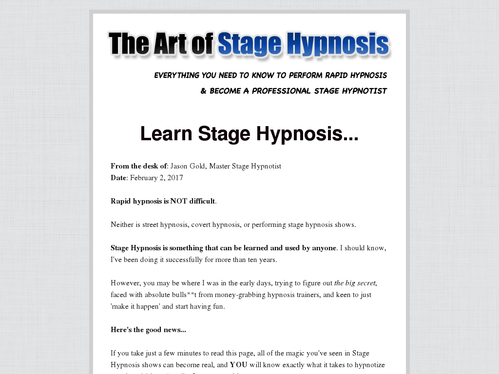 Learn Stage Hypnosis The Art of Stage Hypnosis Spirituality, New