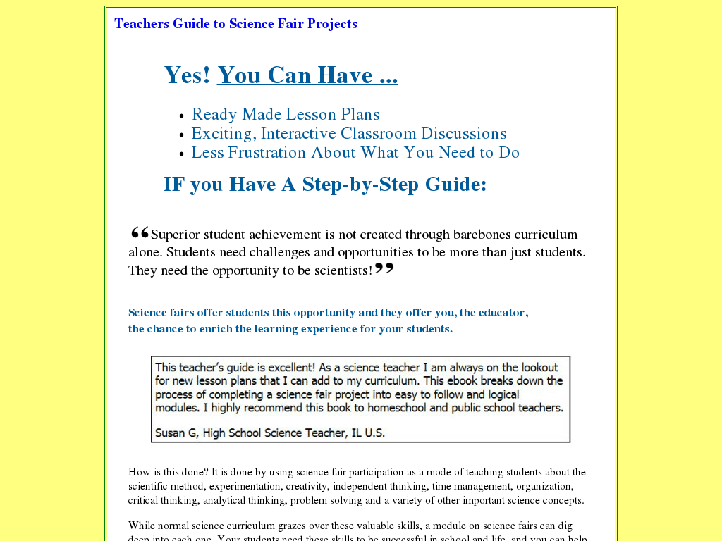 Teacher's Guides to Science Fair Projects