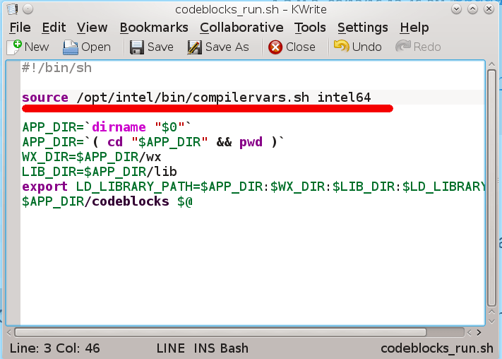 Setup of Intel's Fortran compiler on Linux CBFortran