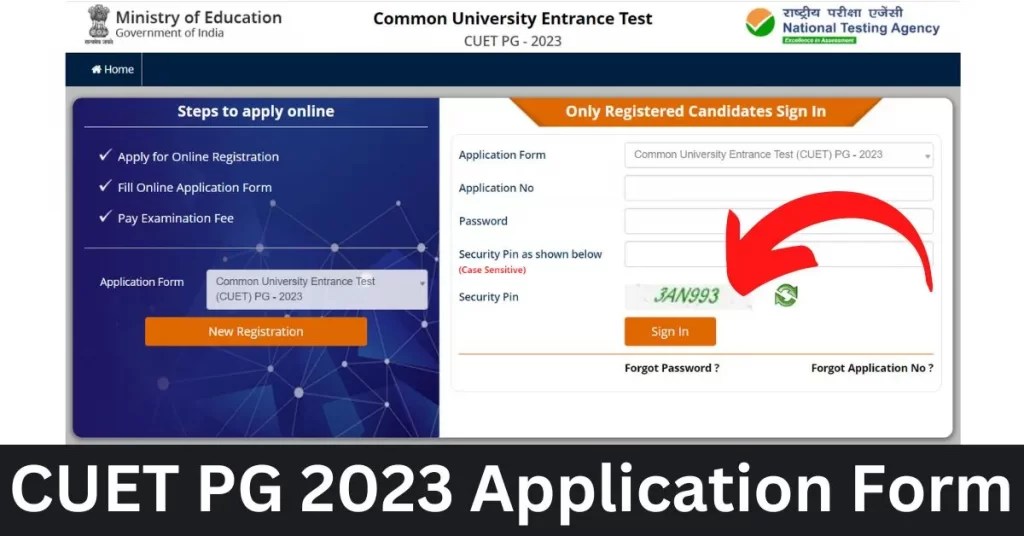 CUET PG 2023 Application Form, Online Registration (Direct Link) Apply