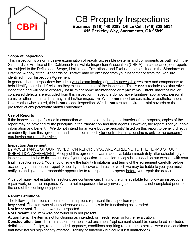 Inspection Services Placer CB Property Inspections