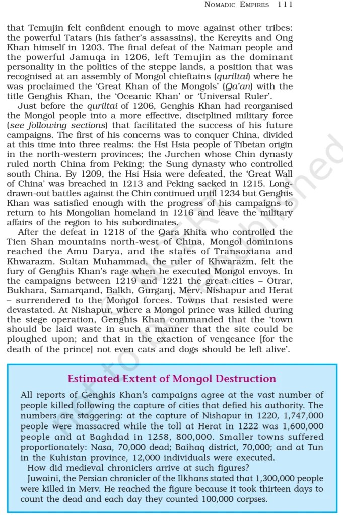 NCERT Book Class 11 (History) Chapter 5 Nomadic Empires