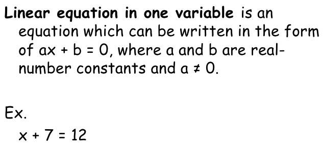 Linear Equations In One Variable - CBSE Library