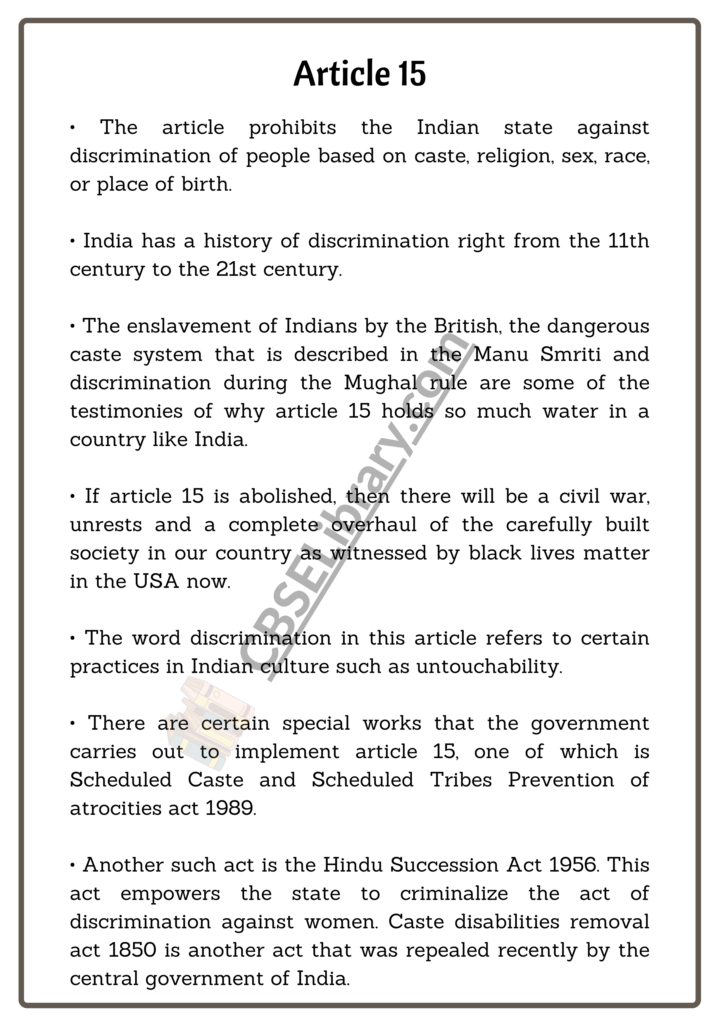Essay on Article 15 of Indian Constitution for Students and Children in