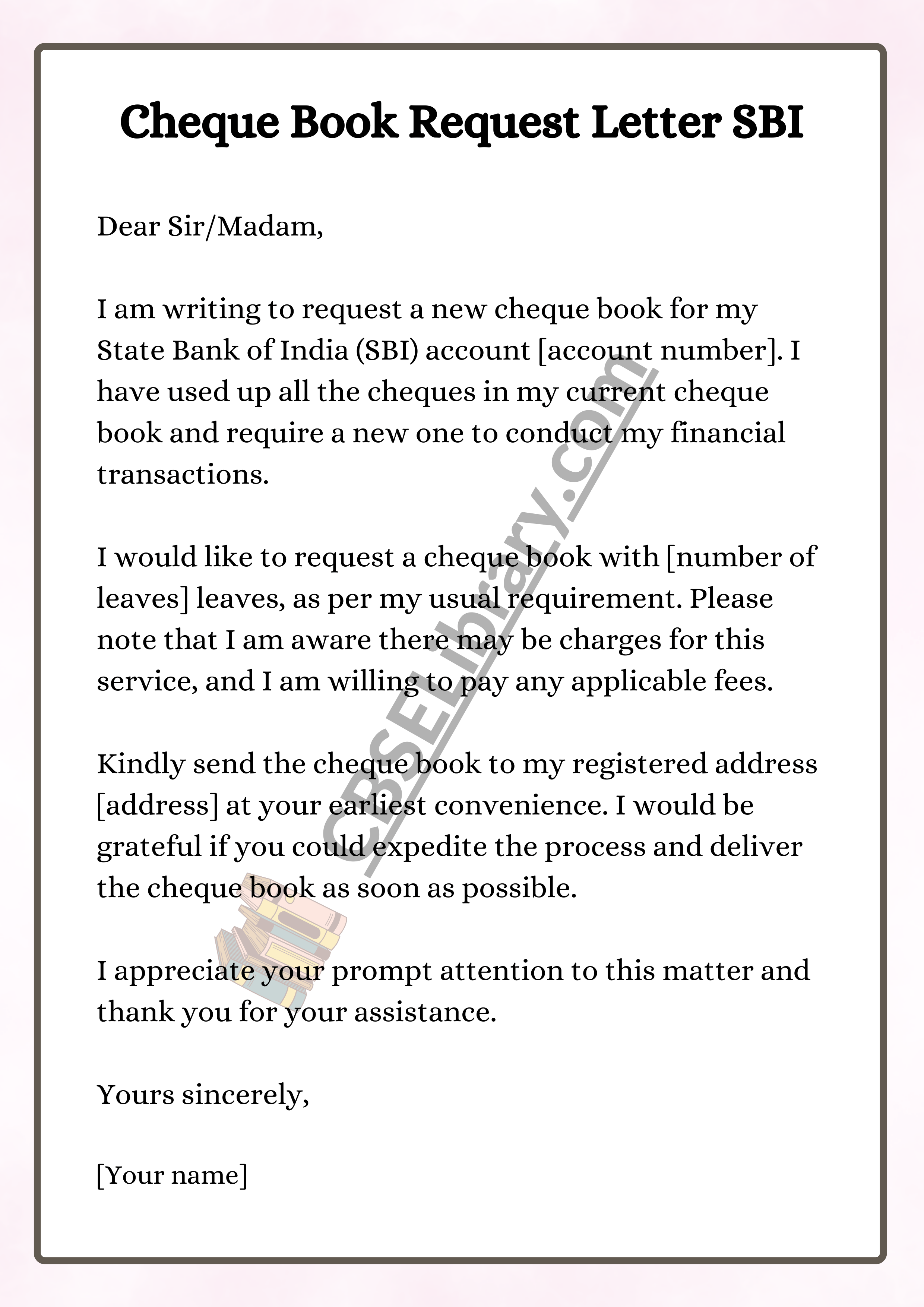 Cheque Book Request Letter Format, Sample and How To Write Cheque