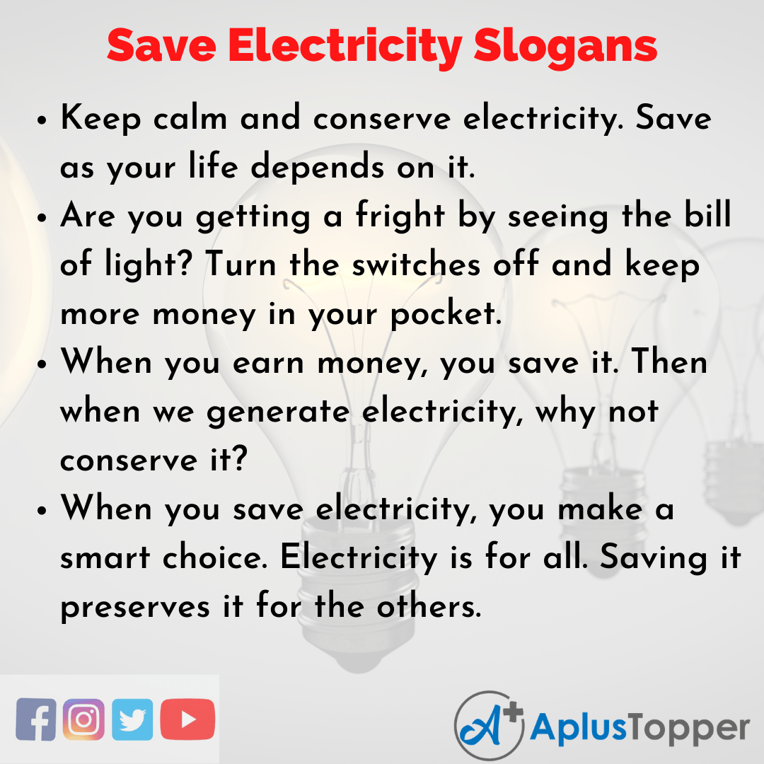 Save Electricity Slogans Unique and Catchy Save Electricity Slogans