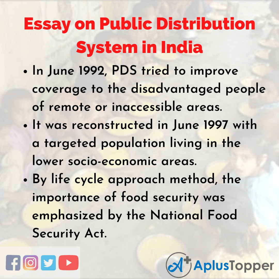 Essay on Public Distribution System in India Public Distribution