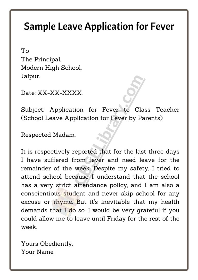 Leave Application for Fever How To Write Leave Application for Fever