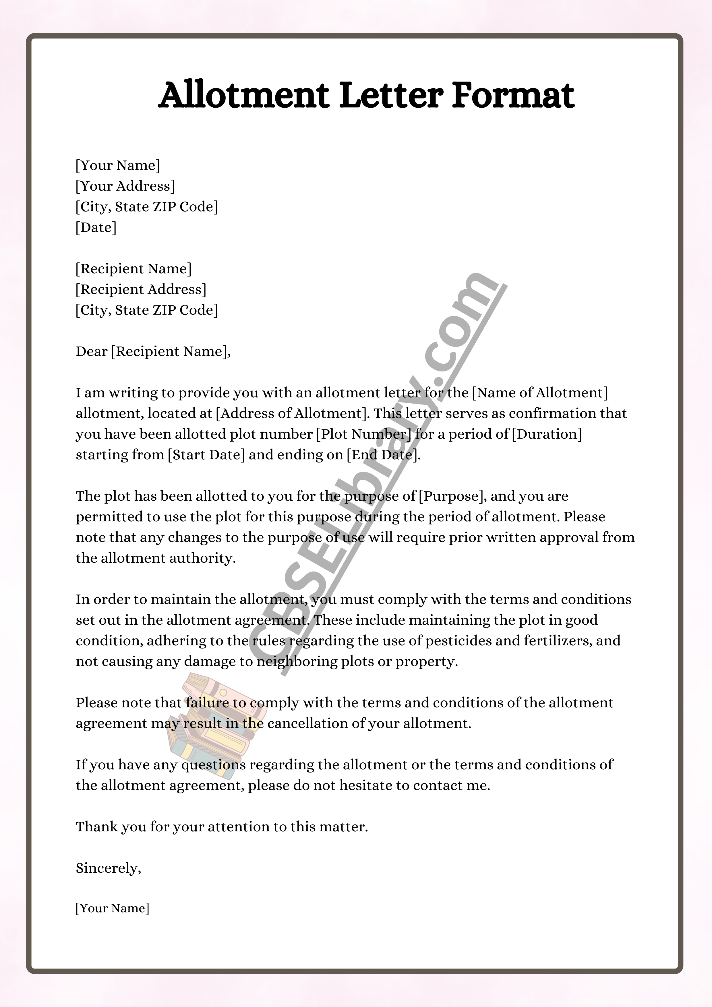 Allotment Letter Format, Sample and How To Write an Allotment Letter