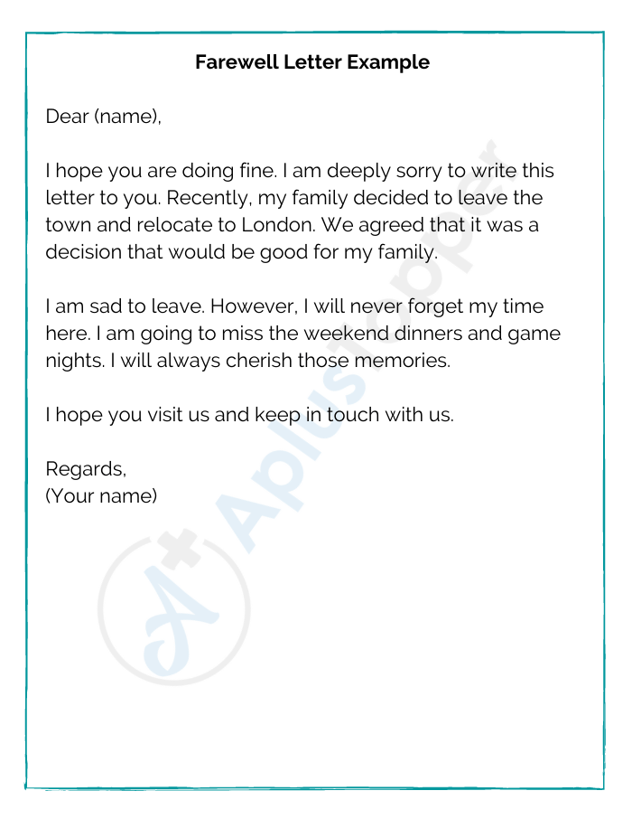 12 Sample Farewell Letters | Format, Examples and How To Write? - CBSE