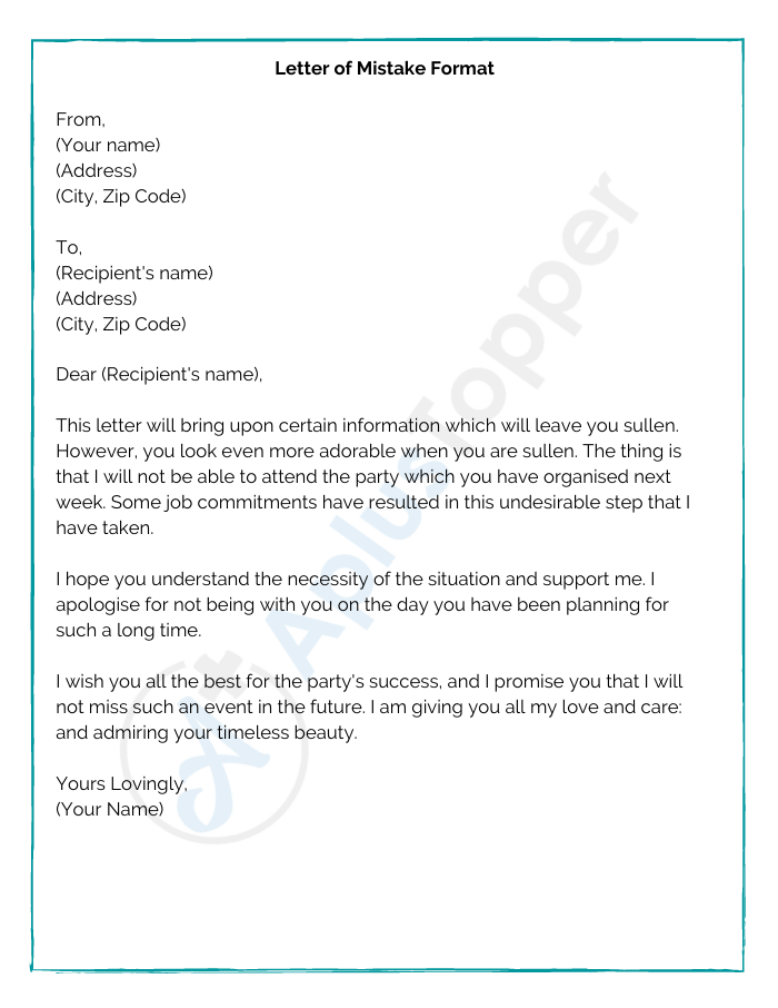 Letters of Mistake Format, Samples, Example and How To Write? CBSE