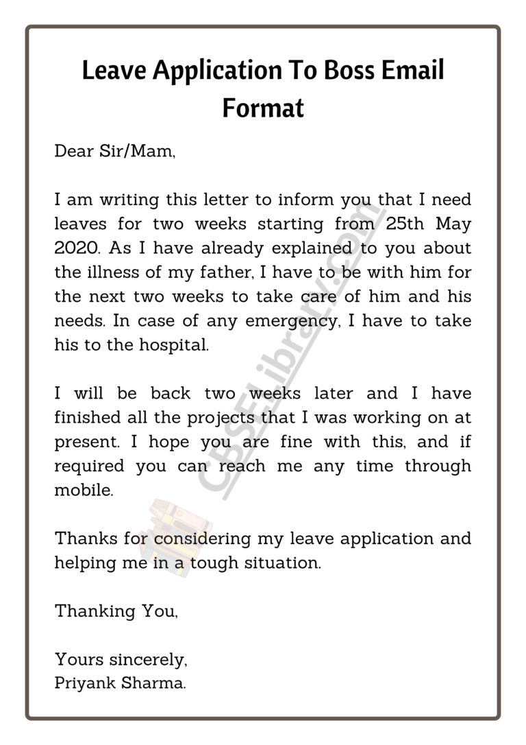Leave Application To Boss How To Write A Leave Application Letter for