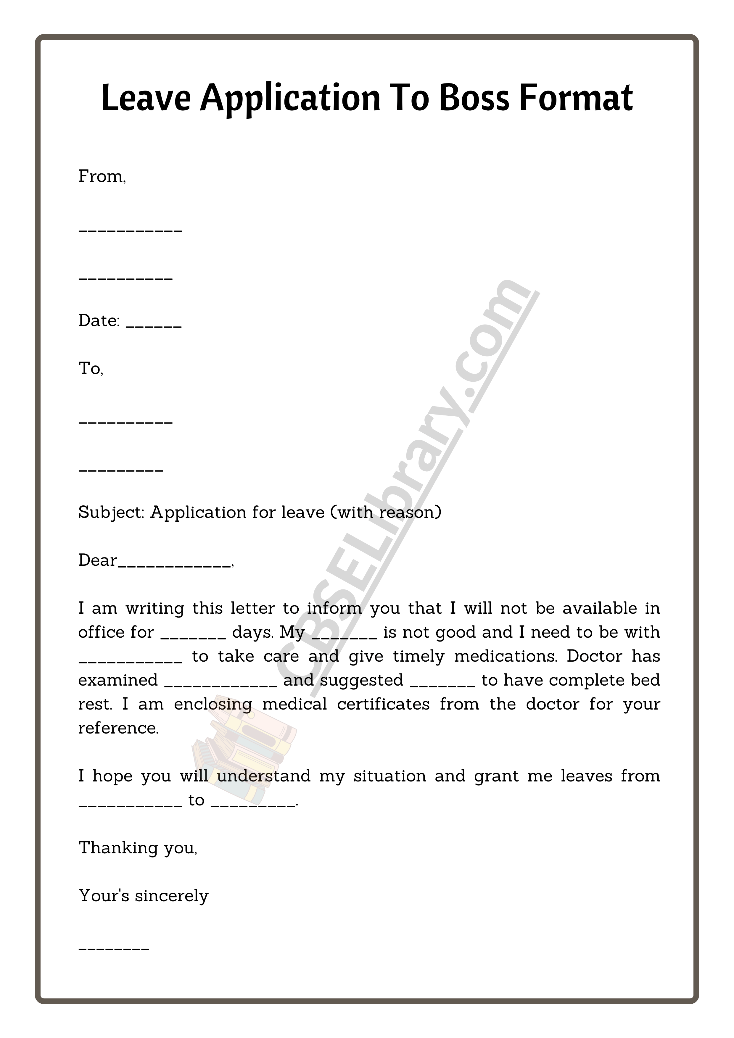 Leave Application To Boss How To Write A Leave Application Letter for