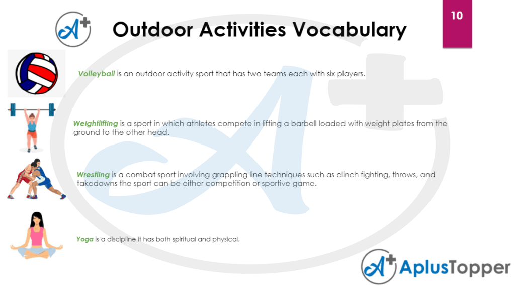 Outdoor Games Activities Vocabulary List of Outdoor Activities in