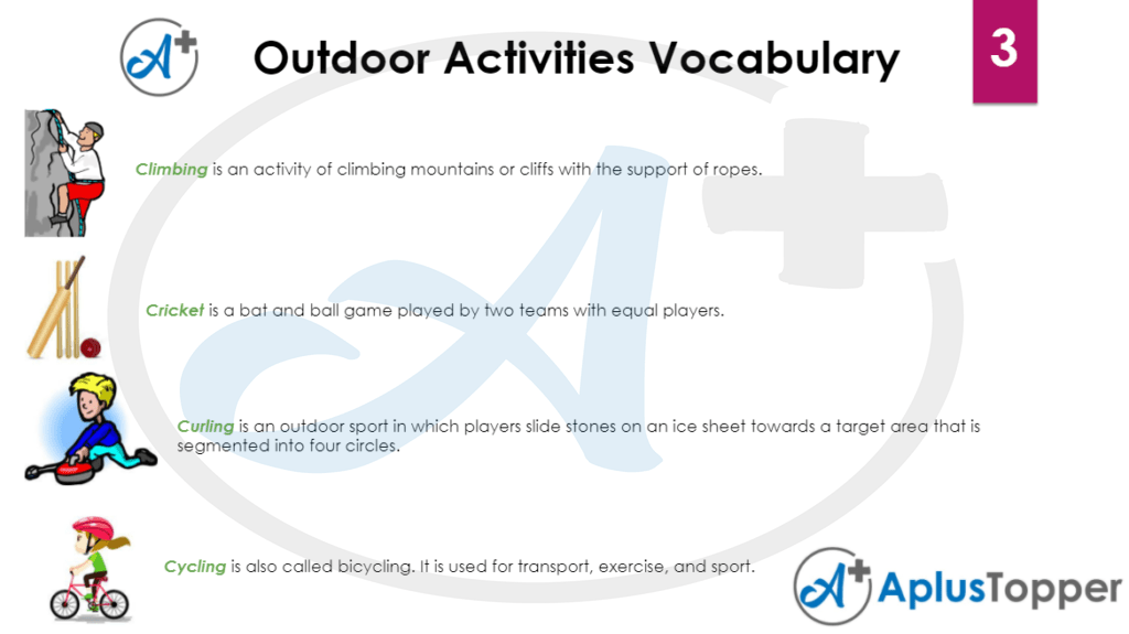 Outdoor Games Activities Vocabulary List of Outdoor Activities in