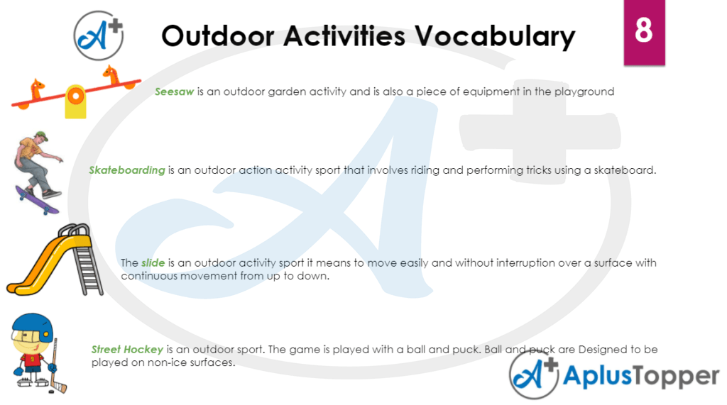 Outdoor Games Activities Vocabulary List of Outdoor Activities in