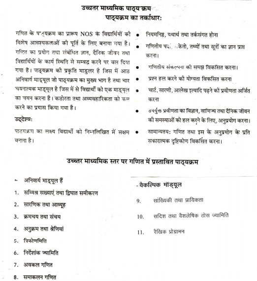 (Download) NIOS Syllabus Of Mathematics (Hindi Medium) Senior