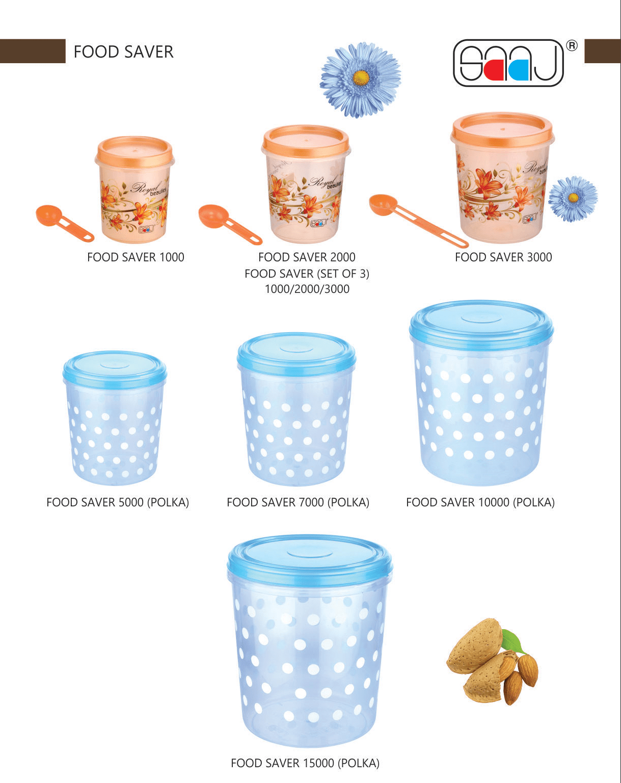 SAAJ FOOD SAVER SET (PACK OF 3) POLKA DOT PRINT CONTAINERS CBS
