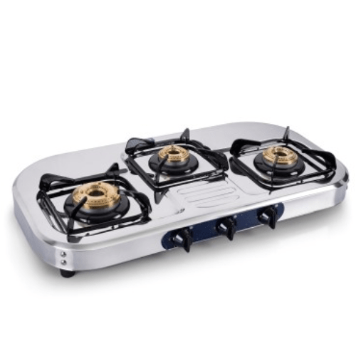 GLEN 3 BURNER GAS STOVE 1037 SSHF WITH BRASS BURNERS CBS Kitchenware