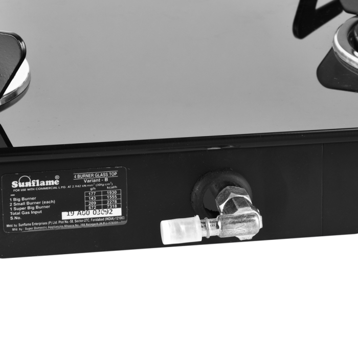 SUNFLAME CRYSTAL CURVE FOUR BURNER GAS STOVE CBS Kitchenware