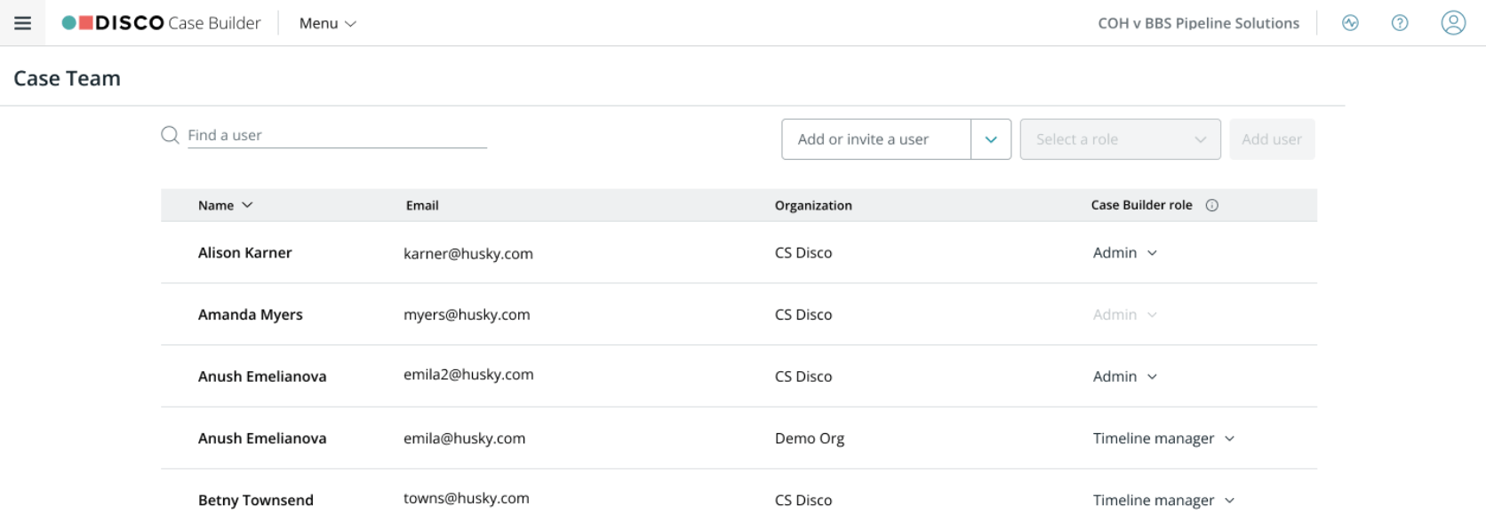 Roles in Case Builder Case Builder