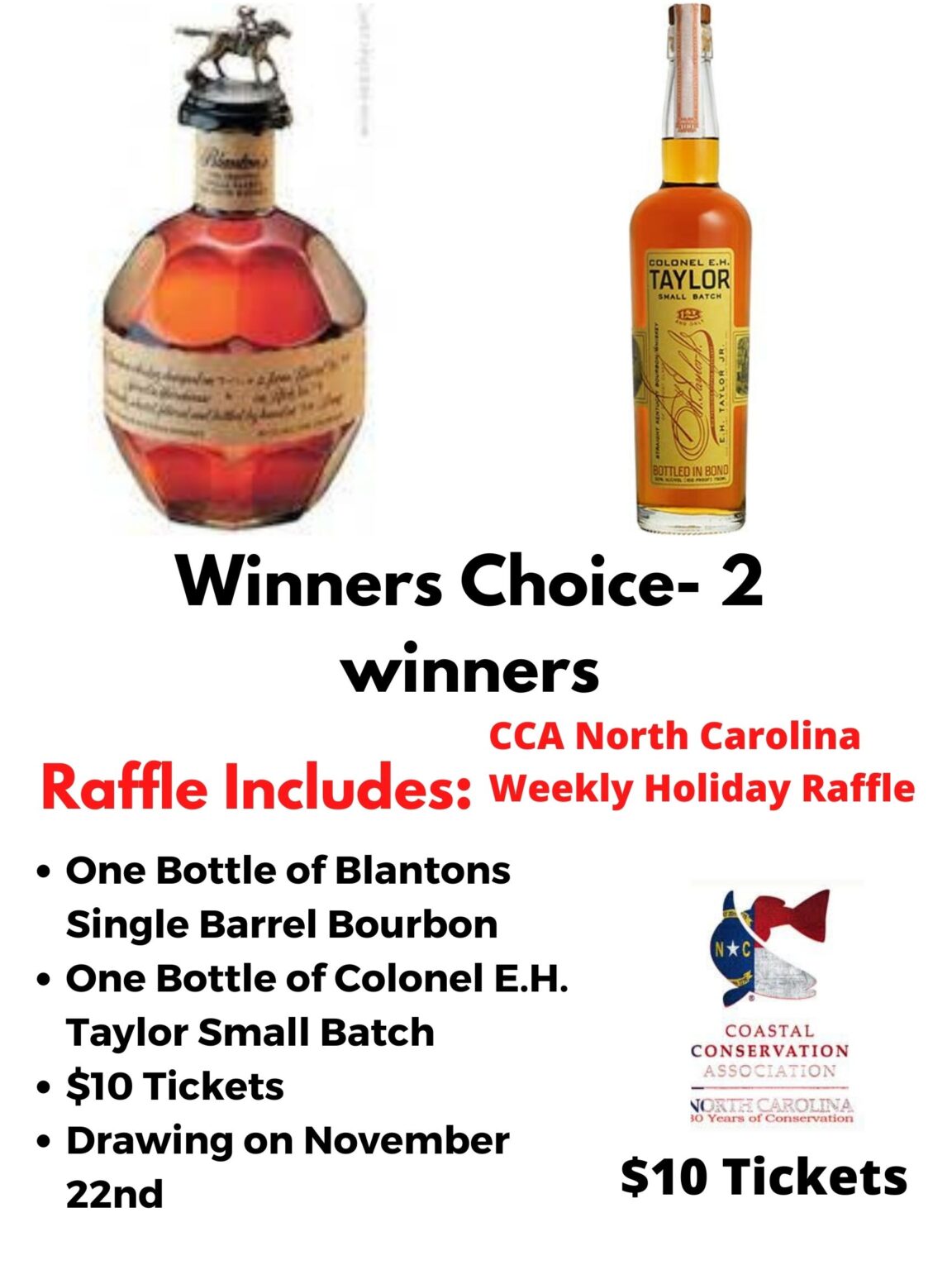 Weekly Holiday Raffle Bourbon CCA North Carolina