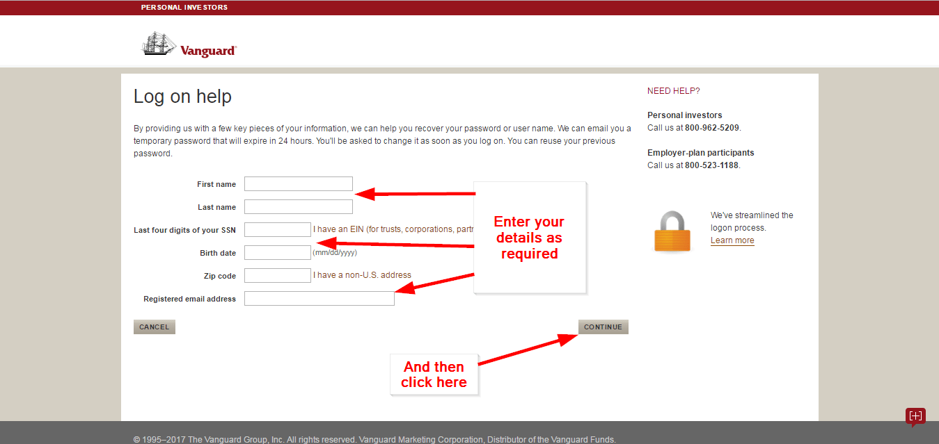 Vanguard Investment Account Online Login CC Bank