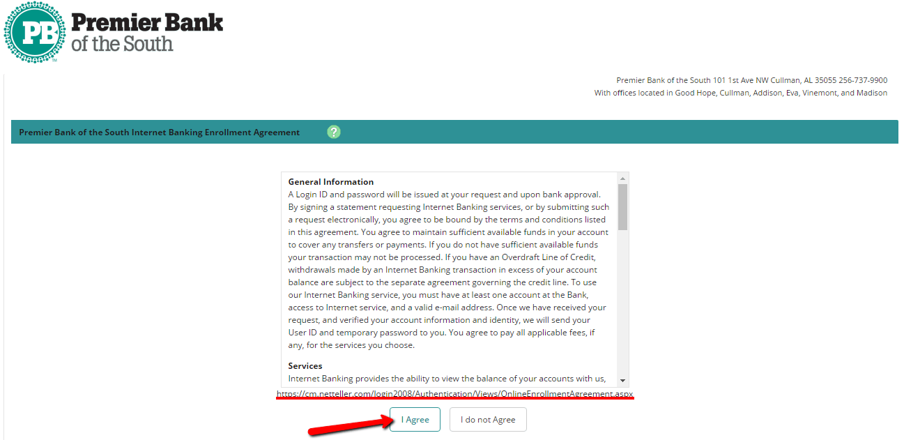 Premier Bank of the South Online Banking Login CC Bank