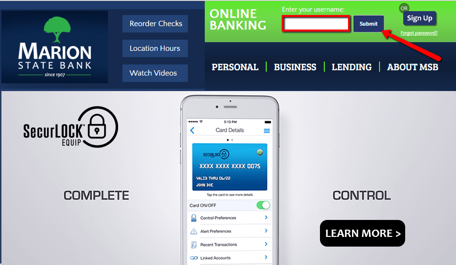 Marion State Bank Online Banking Login CC Bank
