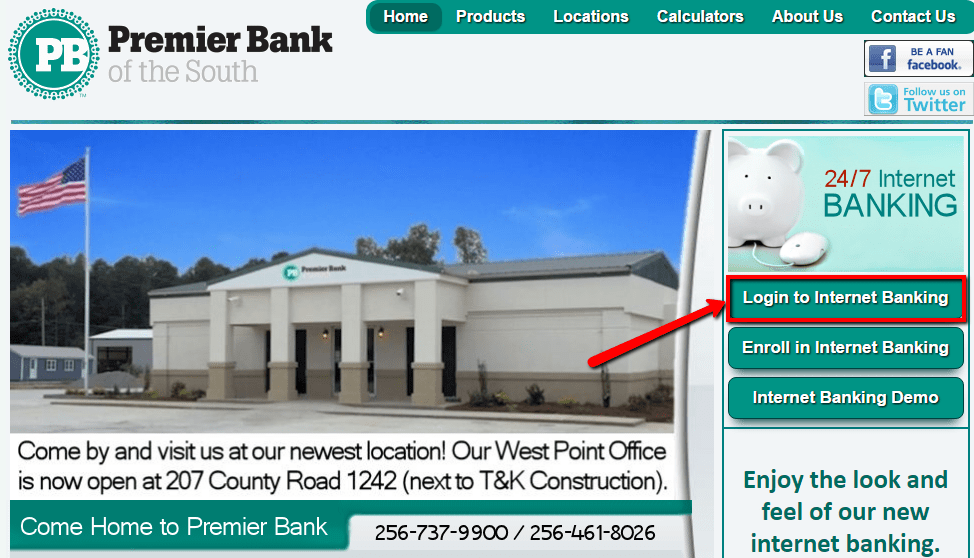 Premier Bank of the South Online Banking Login CC Bank