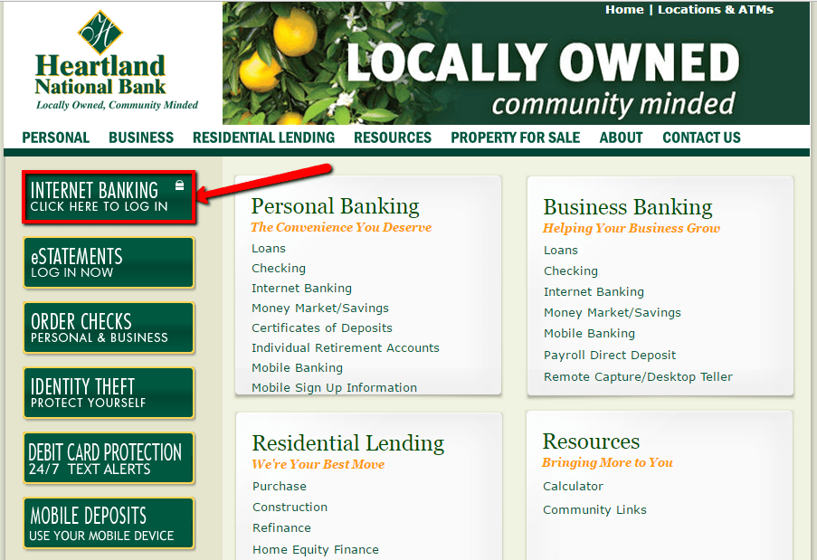 Heartland National Bank Online Banking Login CC Bank