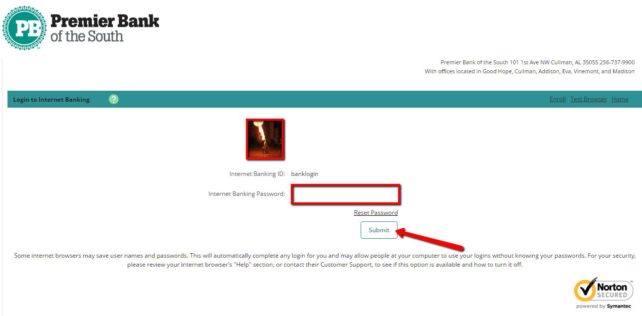 Premier Bank of the South Online Banking Login CC Bank