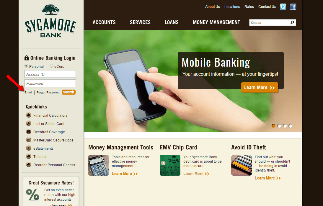 Sycamore Bank Online Banking Login CC Bank