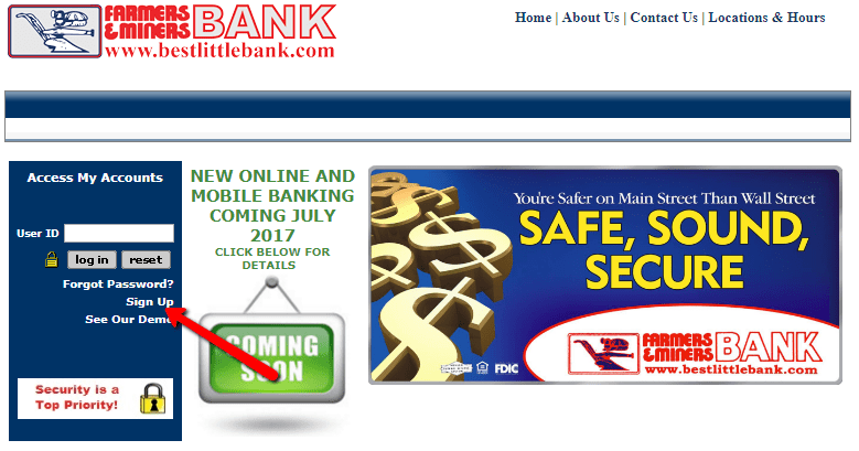Farmers and Miners Bank Online Banking Login CC Bank