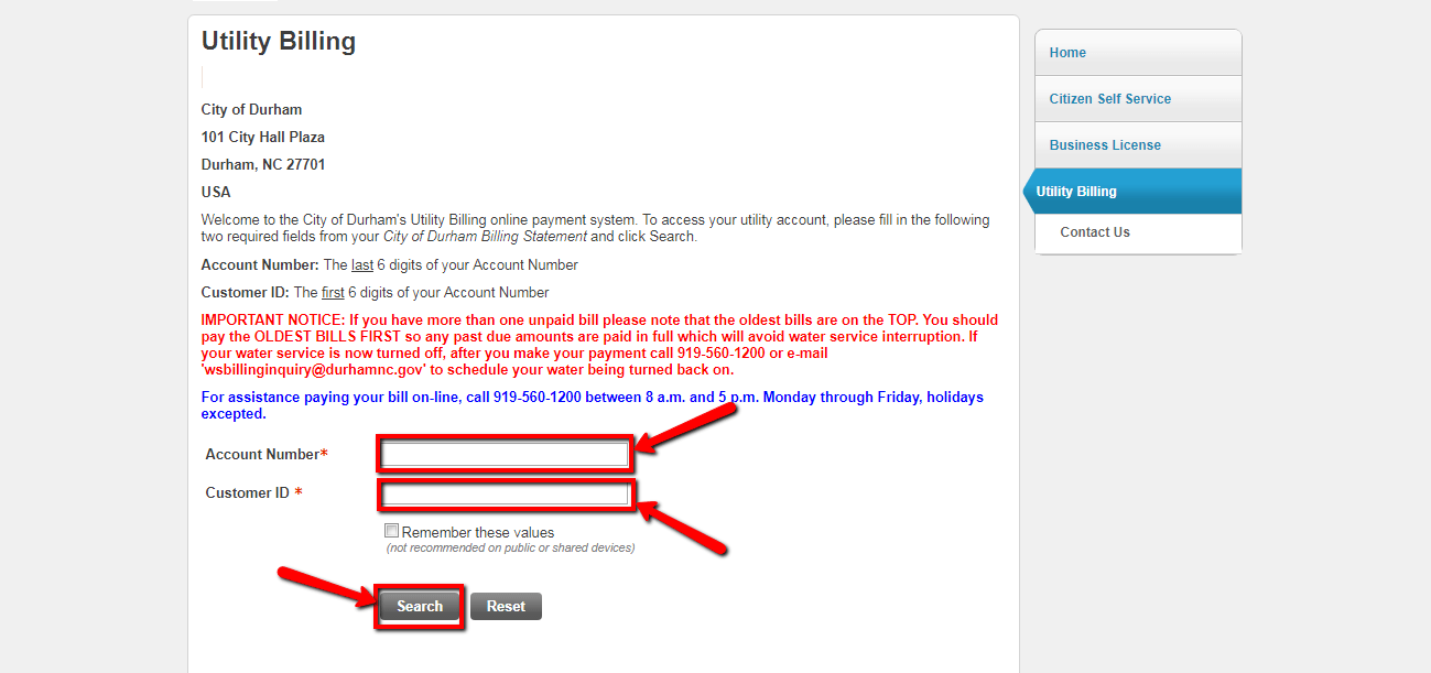 Durham Water & Sewer Bill Online Bill Pay Login CC Bank