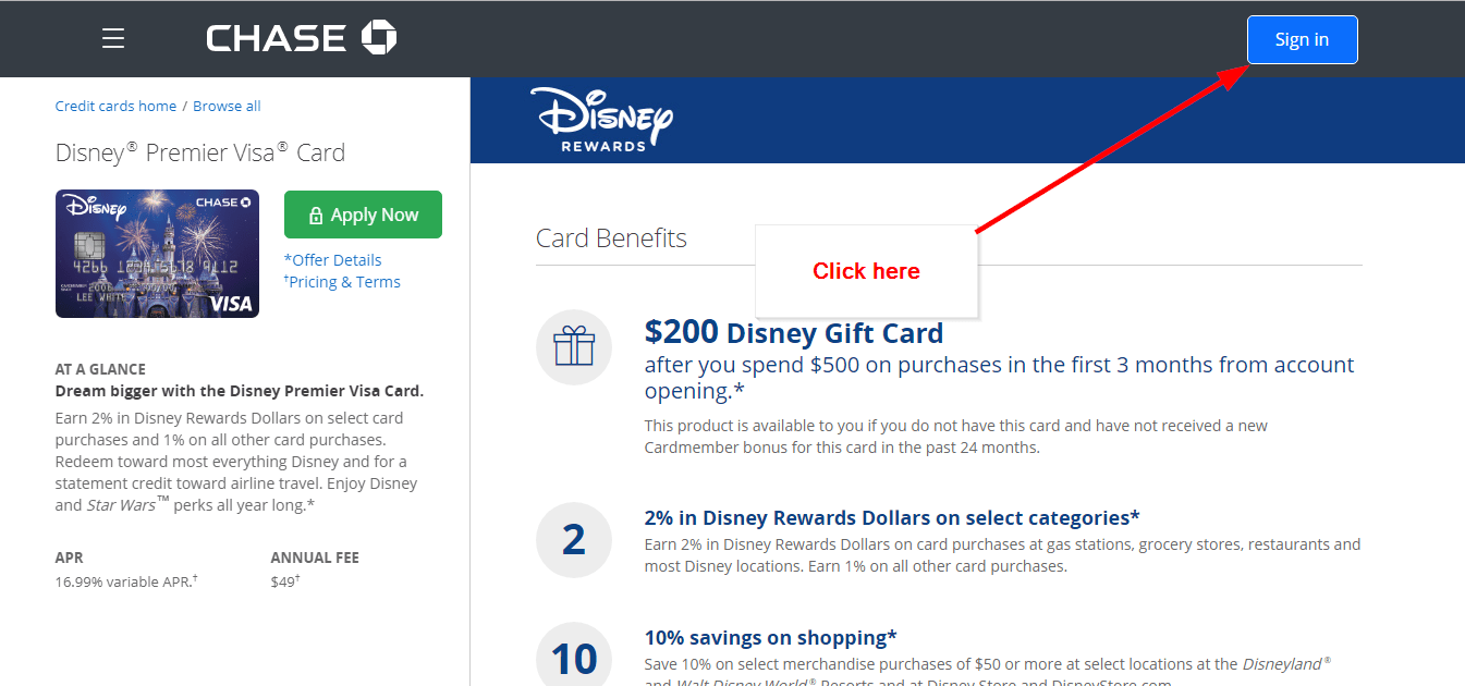 Disney Premier Visa Card Online Login CC Bank