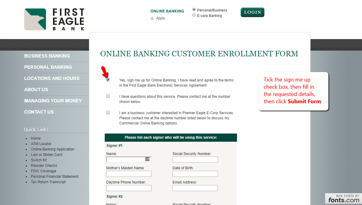 First Eagle Bank Online Banking Login CC Bank