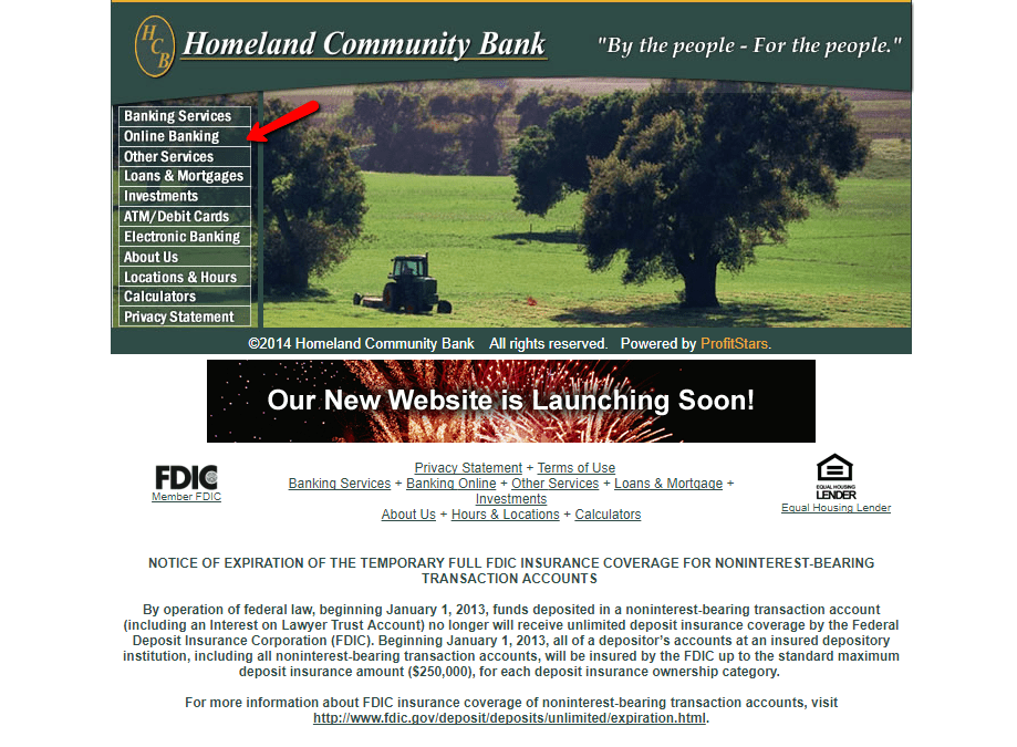 Homeland Community Bank Online Banking Login CC Bank