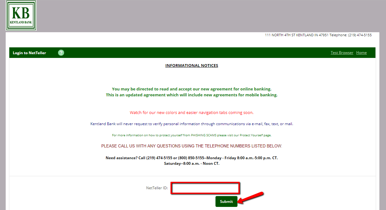 Kentland Bank Online Banking Login CC Bank