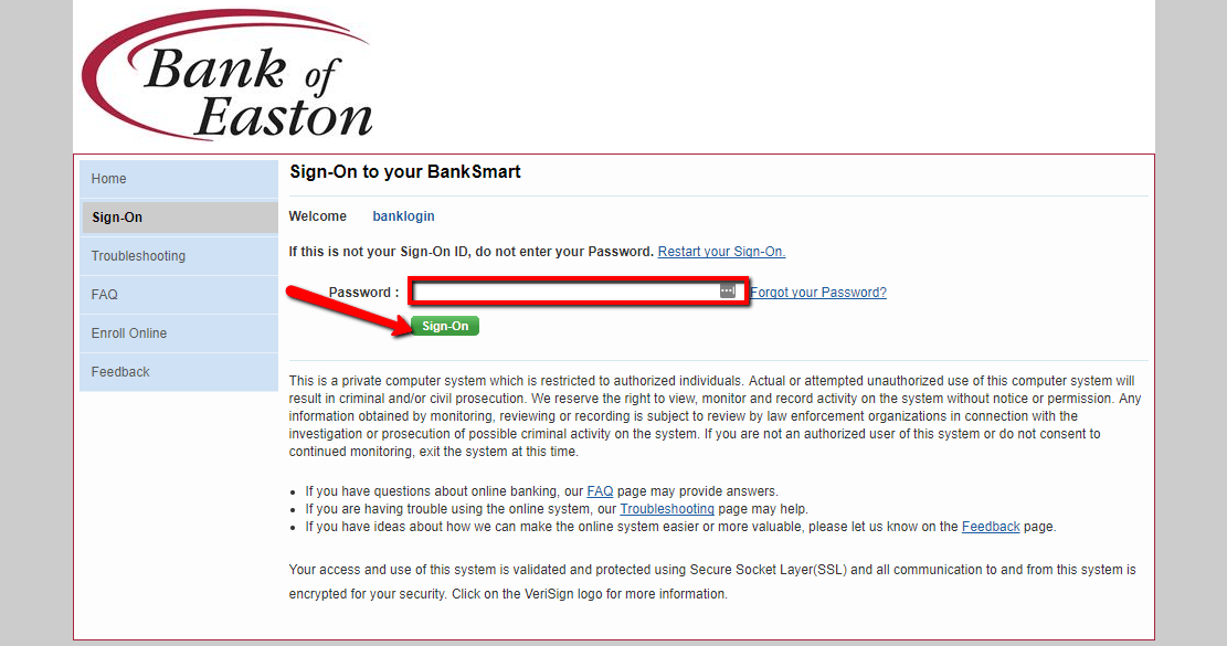 Bank of Easton Online Banking Login CC Bank