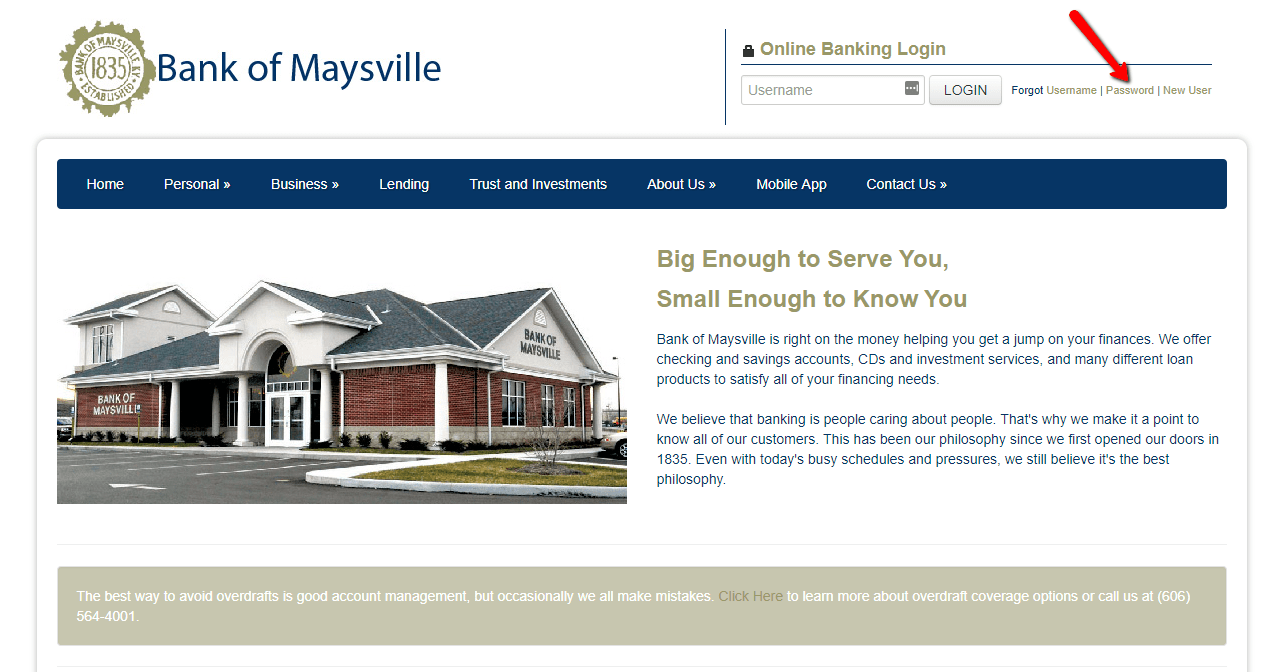 Bank of Maysville Online Banking Login CC Bank