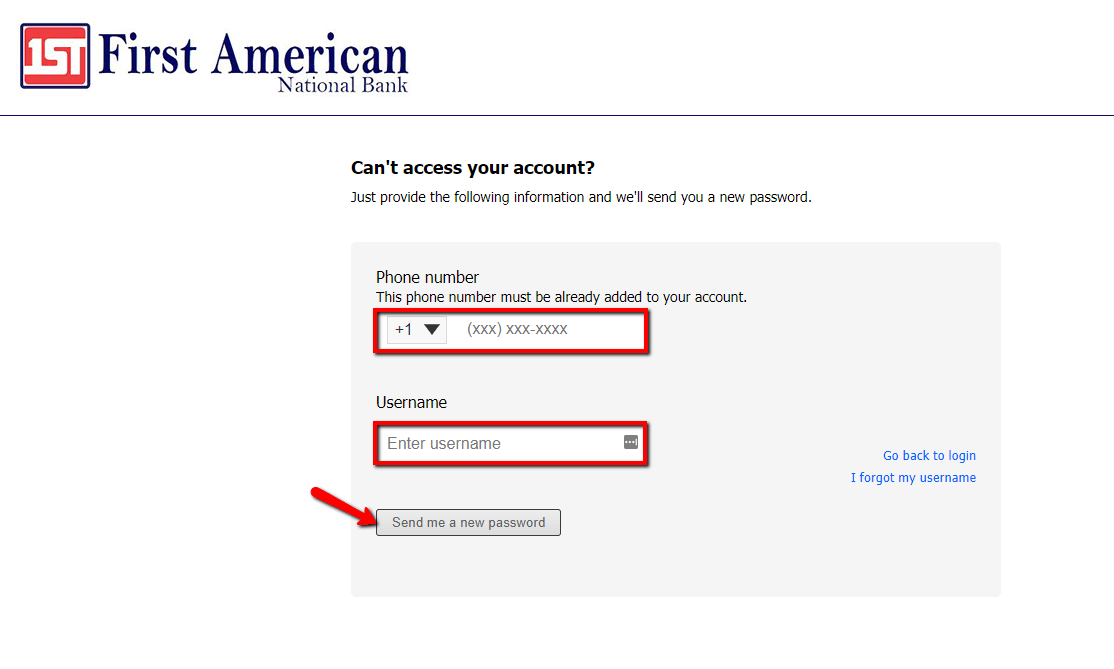 First American National Bank Online Banking Login CC Bank