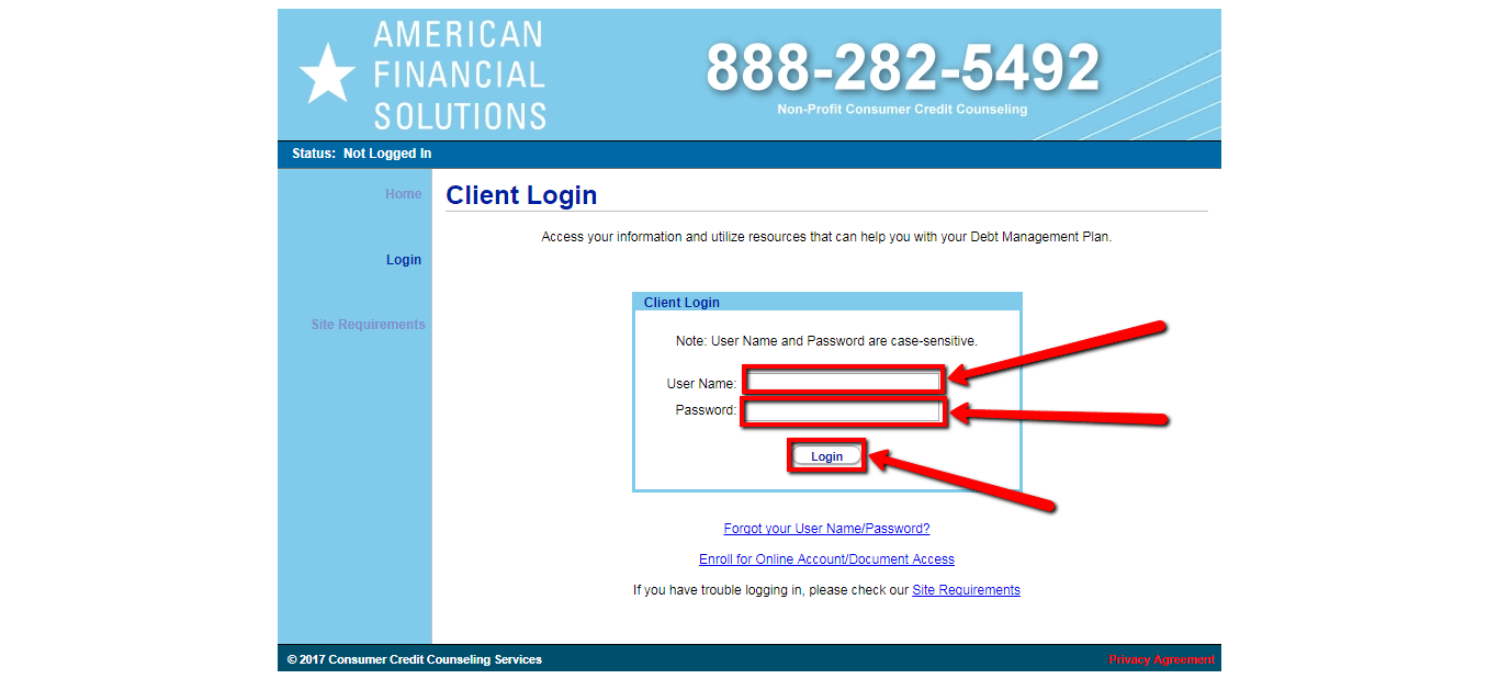 American Financial Solutions Client Login CC Bank