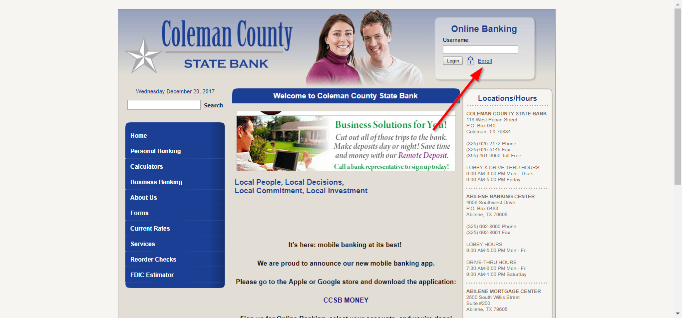 Coleman County State Bank Online Banking Login CC Bank