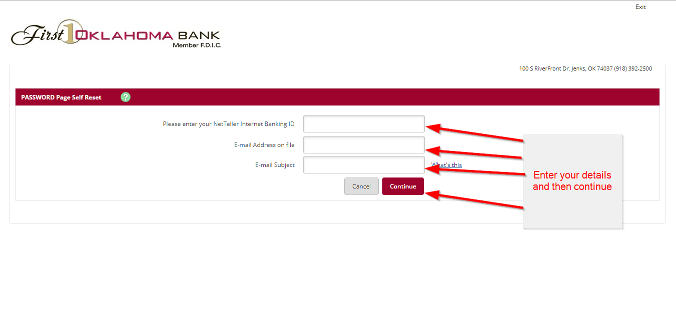 First Oklahoma Bank Online Banking Login CC Bank