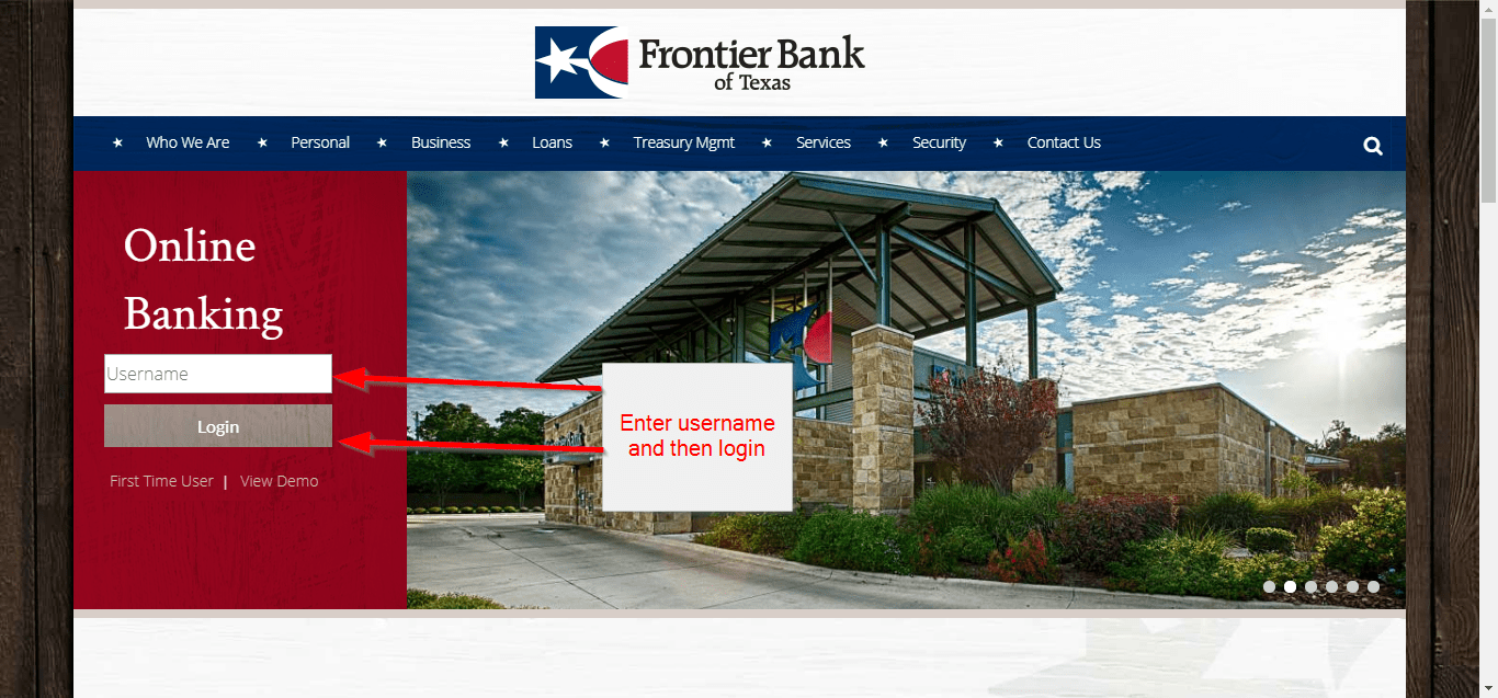 Frontier Bank of Texas Online Banking Login CC Bank