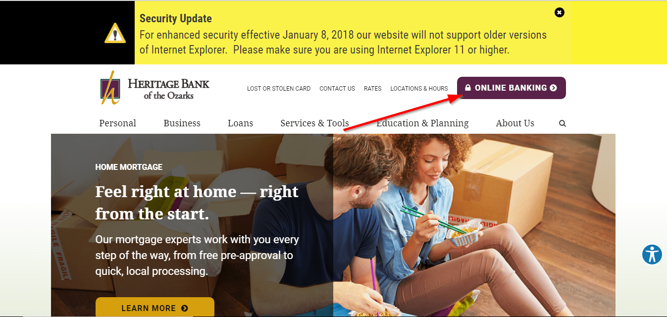 Heritage Bank of the Ozarks Online Banking Login CC Bank