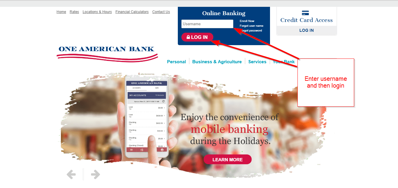 One American Bank Online Banking Login CC Bank
