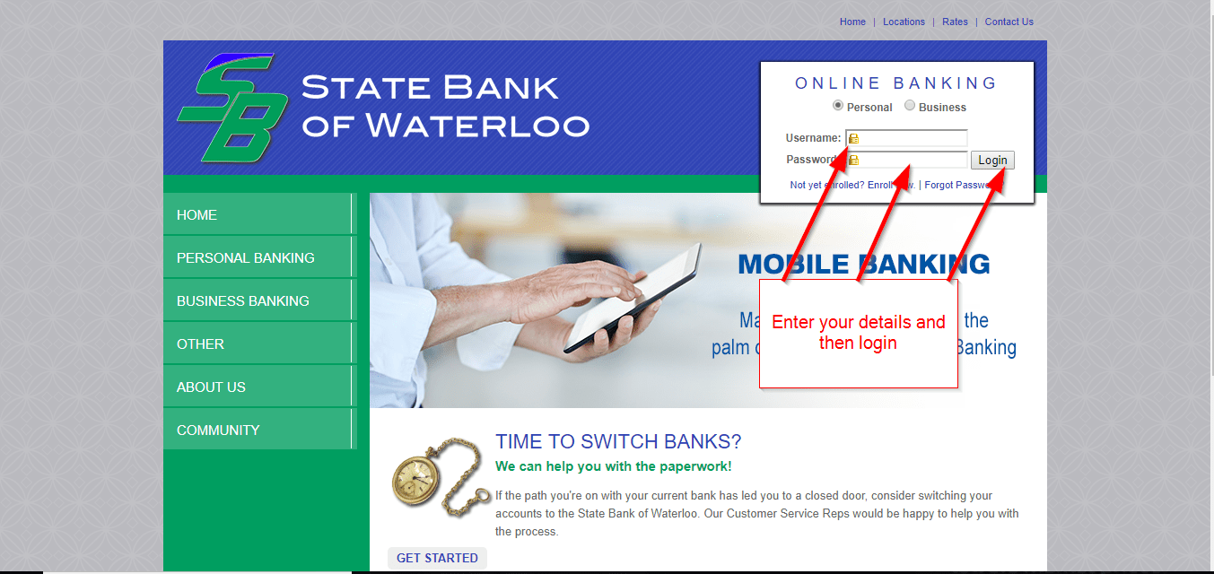 State Bank of Waterloo Online Banking Login CC Bank